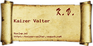 Kaizer Valter névjegykártya